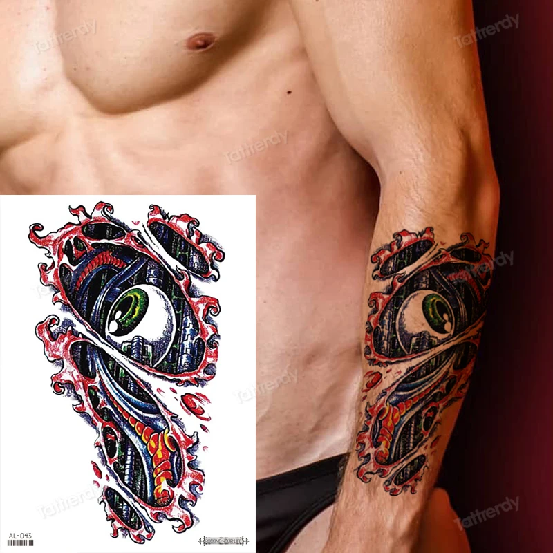 

Новинка, 1 шт., временная тату-наклейка, робот, Механический дизайн, тату на руку, боди-арт, большая поддельная татуировка для мужчин, стиль Хэ...