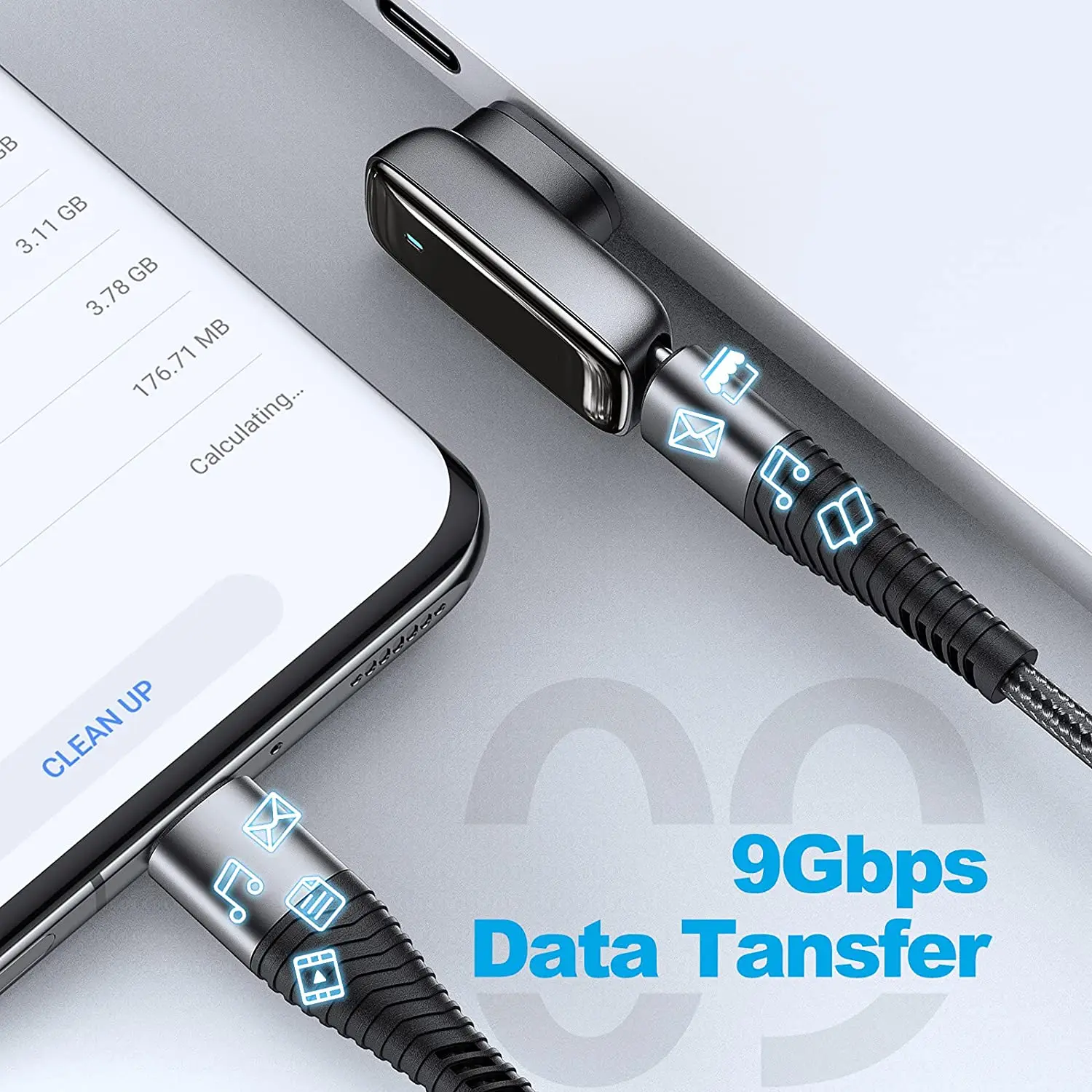 Магнитный адаптер USB C 24 контакта Type-C PD 100 Вт быстрая зарядка 4K @ 60 Гц и 9 Гбит/с
