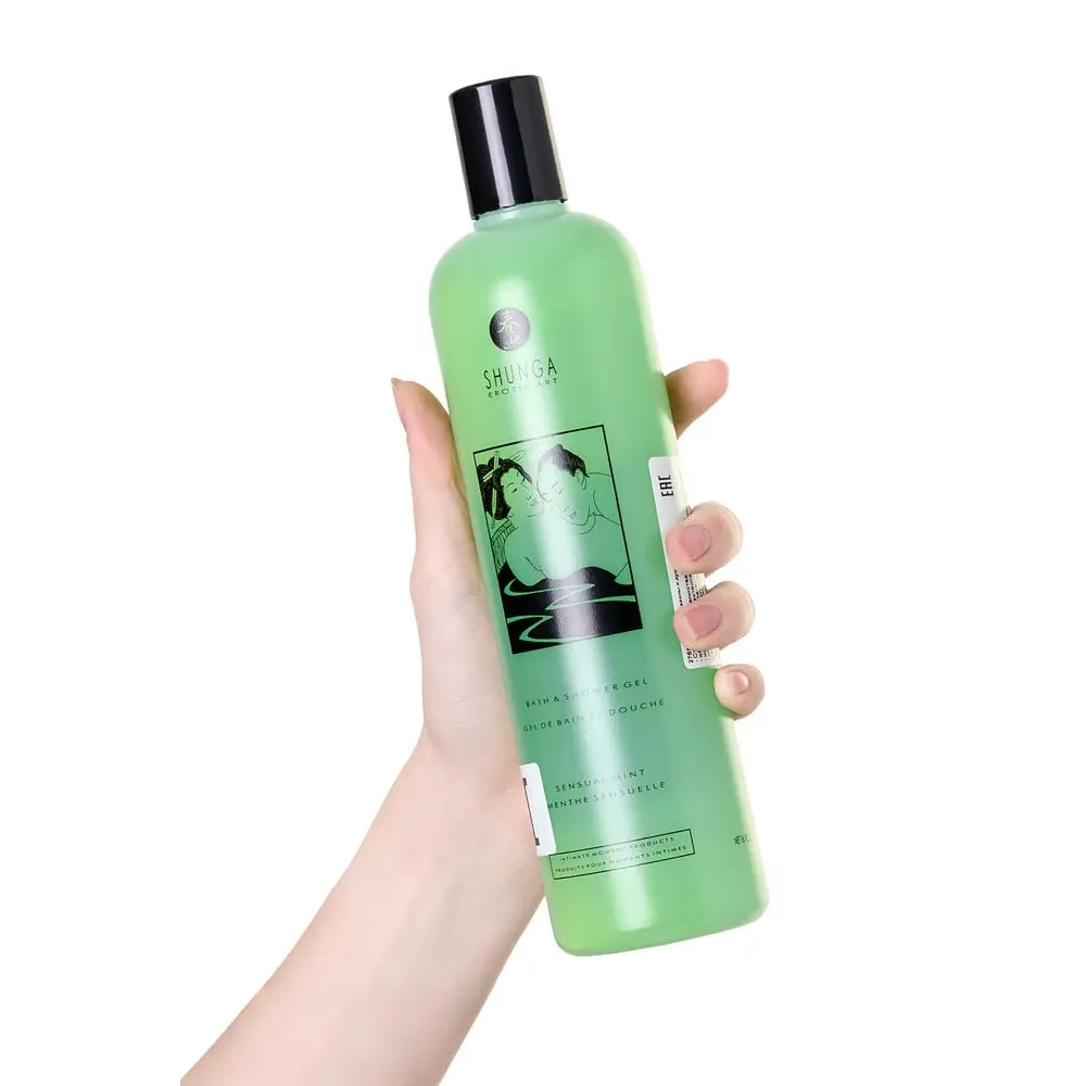 Shunga bath and shower gel &quotsensual Mint&quot edible with a relaxing effect 500 ml | Красота и здоровье