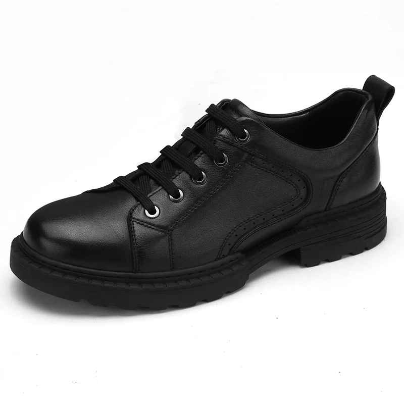 A932155120black CAMEL/Осенняя мужская обувь из натуральной кожи; деловая обувь в английском стиле; Повседневная Удобная обувь для папы; Мужская нескользящая обувь с большой кожей головы - Цвет: A932155120black