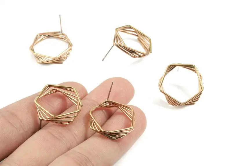 

Brass Pentagon Earring Stud - Raw Brass Pentagon Earring Post - Pentagon Wires Earring - 4Pcs/Lot - 22.6x4.26x1.43mm - PP3297