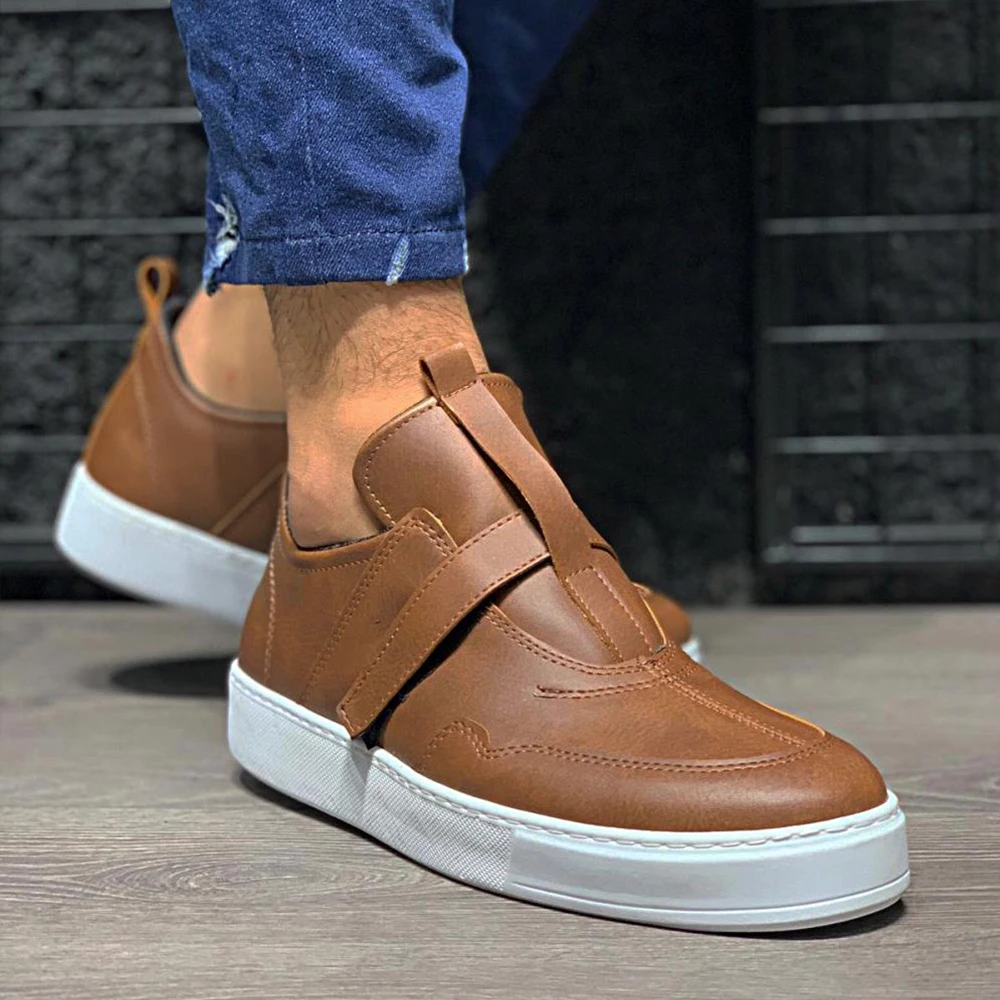 

Knack Men's Shoes Tan Color Artificial Leather Velcro Autumn Spring Casual Orthopedic Sports Lightweight Fast Shipping Brown shoes Men Shoes Brand Shoes Non-Leather Casual Shoes Men Casual Shoes Designer Shoes 333