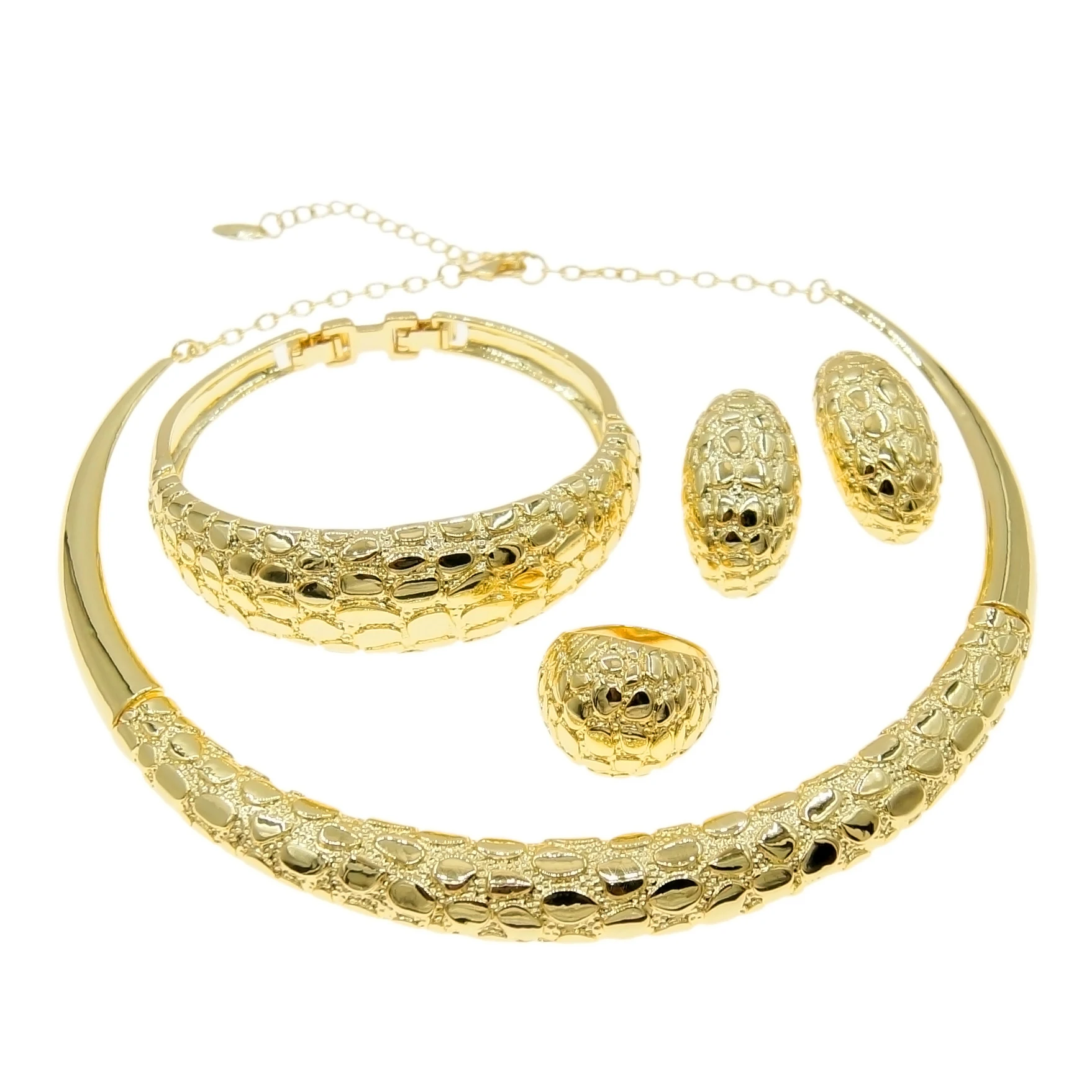 

Newest Brazil Gold Plated Jewelry Set High Quality Necklace Wedding Banquet Dating Jewelry HV21091035