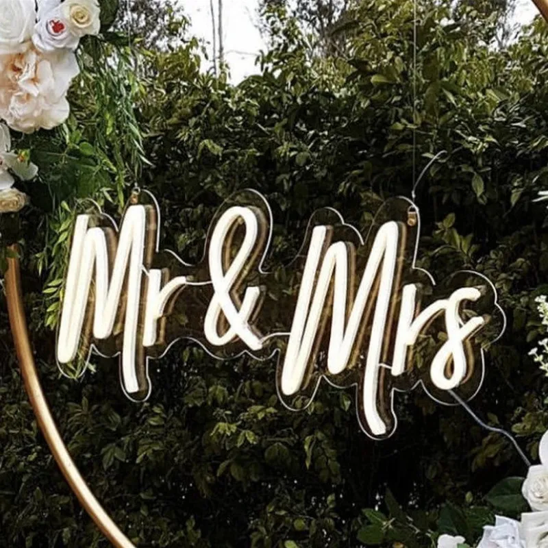 Неоновая вывеска Mr и Mrs на заказ свадебная неоновая для вечеринки настенная