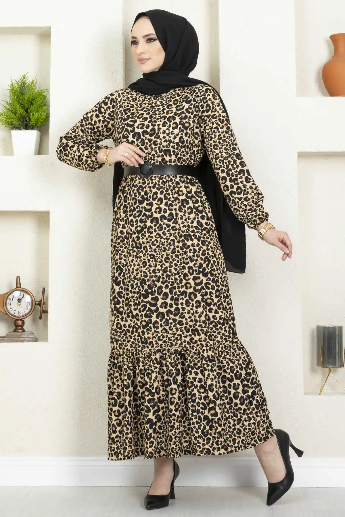 Новый модный кожаный ремень Леопардовый хиджаб платье мусульманская одежда Дубай Аравия турецкий Африканский стильный удобный хорошее ка...