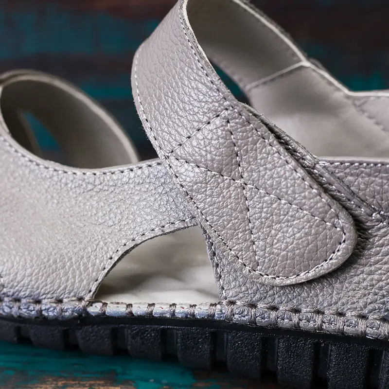 Big Size 35-42 Vintage Genuine Leather Shoes Women's Loafers Retro Mary Jane Shoes Ladies Red Moccasins Flats Shoe Trendy Sandal