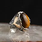 Тигровый глаз драгоценный камень 925 пробы серебро Для мужчин, кольцо, кольцо из нержавеющей стали