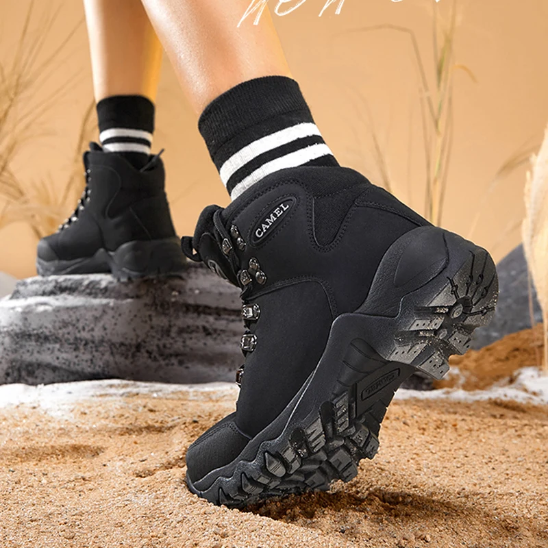 Goldencamel Men Women High-Top Hiking Shoes Durable Waterproof Anti-Slip Outdoor Climbing Ankle Trekking Shoes Military Boots