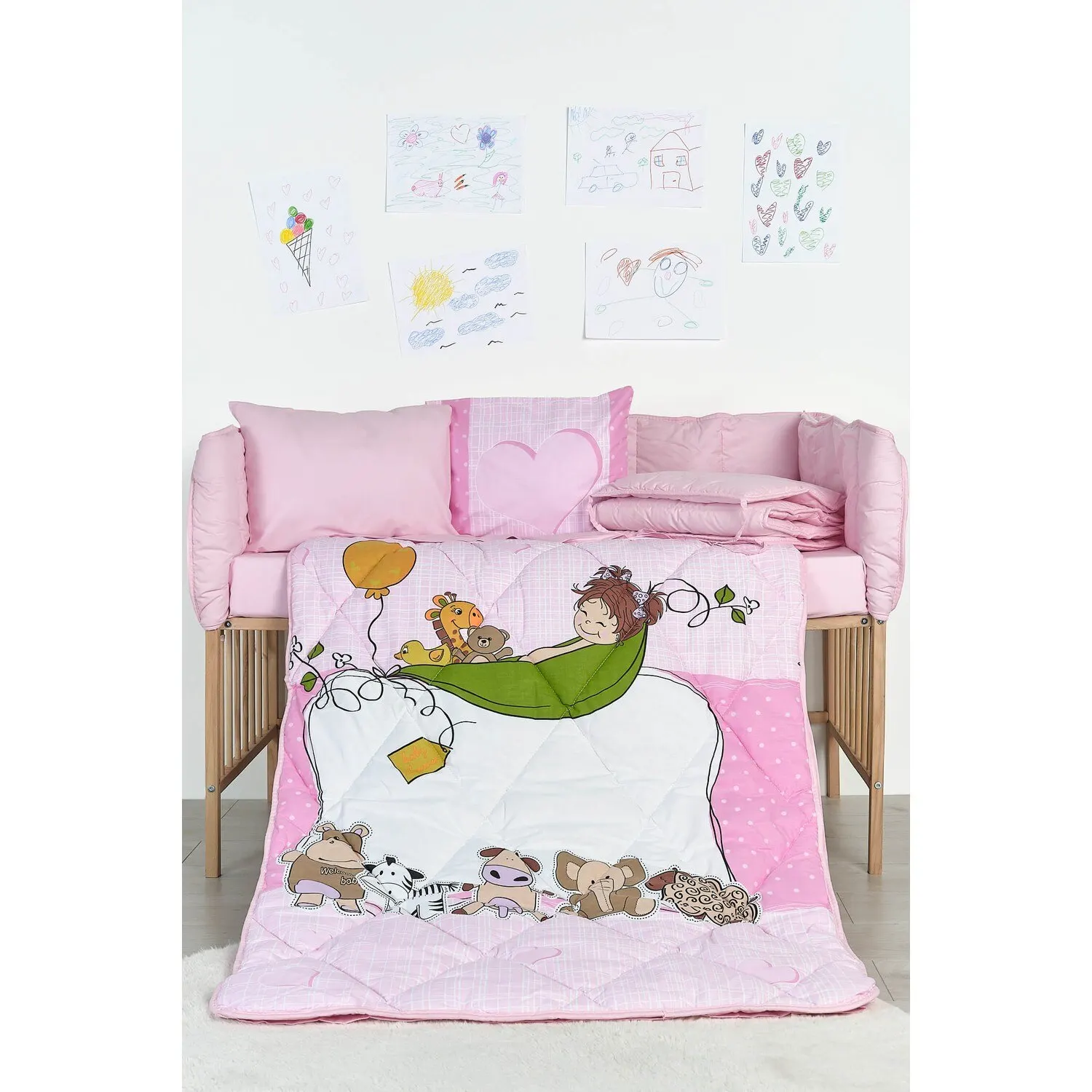YOUR WONDERFUL Drape Baby Sleeping Set in  Pink color.