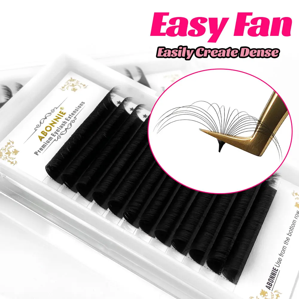

Abonnie 0.03-0.10mm Easy Fan Lashes Extension Volume Fan Eyelash Faux Mink Long Eyelashes Blooming Lashes Extension Cilia
