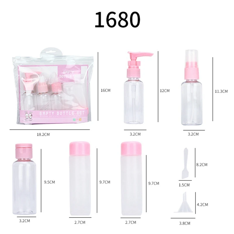 7pcs set 1 набор, портативный спрей, многоразовые бутылки, набор, пластиковый крем для лица, лосьон, контейнер для макияжа, для дома, путешествий, пустые бутылки с распылителем - Цвет: 7pcs set