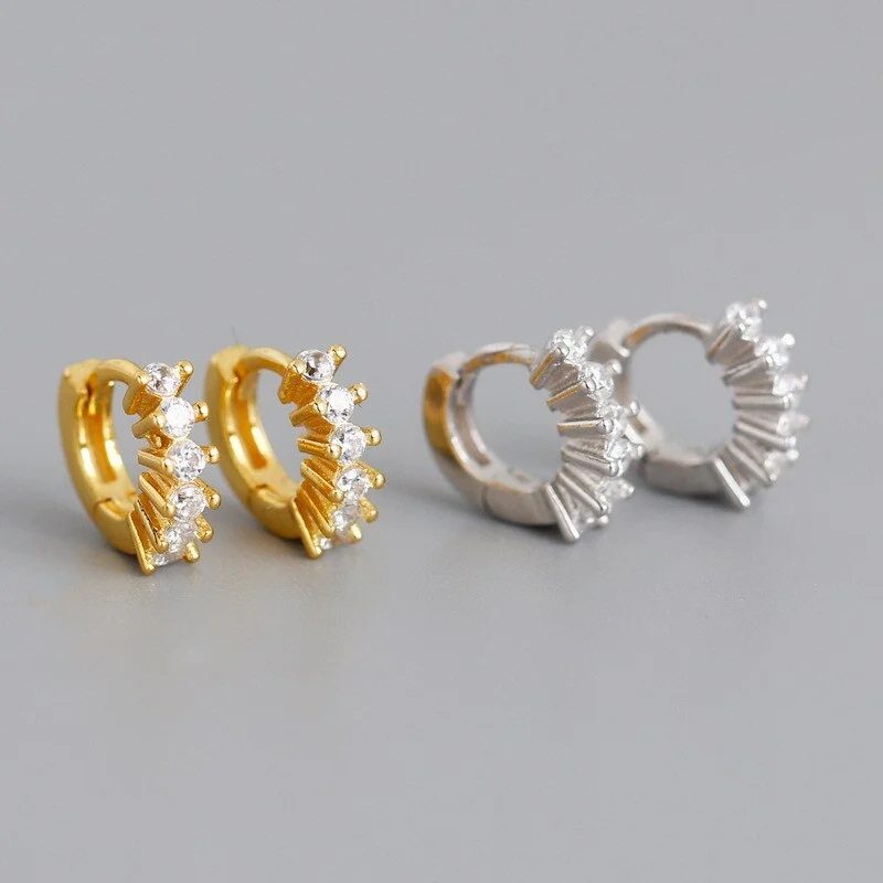 

A00331 Jazaz New Fashion Luxury Round Pave Zircon Mini Stud Earrings for Women Genuine 925 Sterling Silver Wedding Jewelry