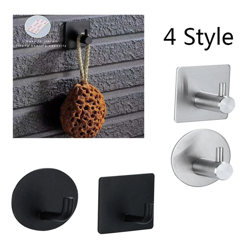 

New Punch-free Wall Door Hook Kitchen Bathroom Self Adhesive Hooks Key Bag Coat Storage Hook Holder Multi-Purpose Storage Hooks