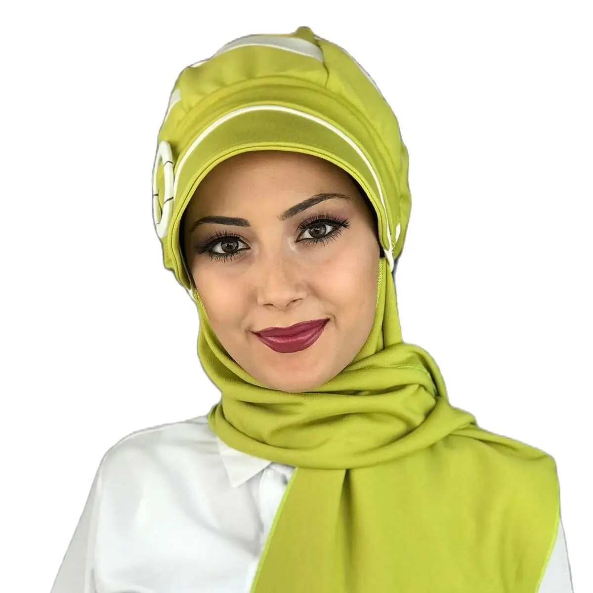 

New Islamic Fashion Muslim Hijab Lady 2021 Trend Single Size Bathing Cap Beret Ready Shawl BAHARLIK Pistachio green White Hijab Hat