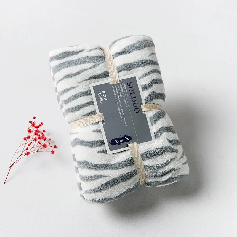 

Животные в полоску поглощающее полотенце из полиэстера/нейлона кораллового флиса, Подарочное полотенце, быстросохнущее полотенце, оптовая продажа