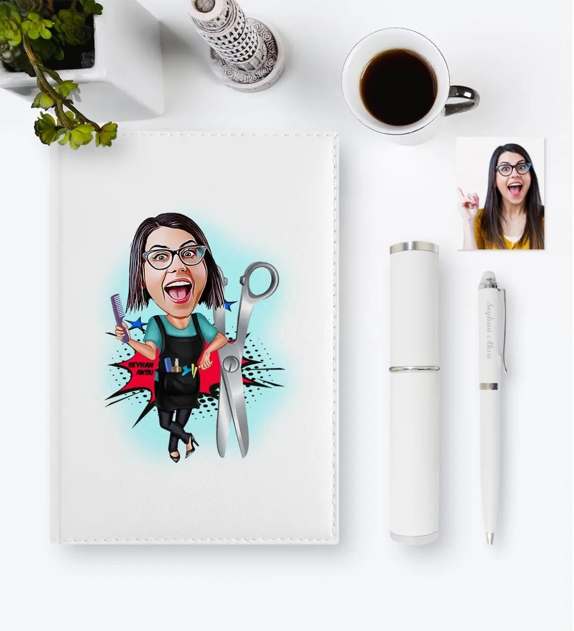 

Personalized Women 'S Detailing Cartoon 2020 Leather Organizer & Pen Gift Set-1
