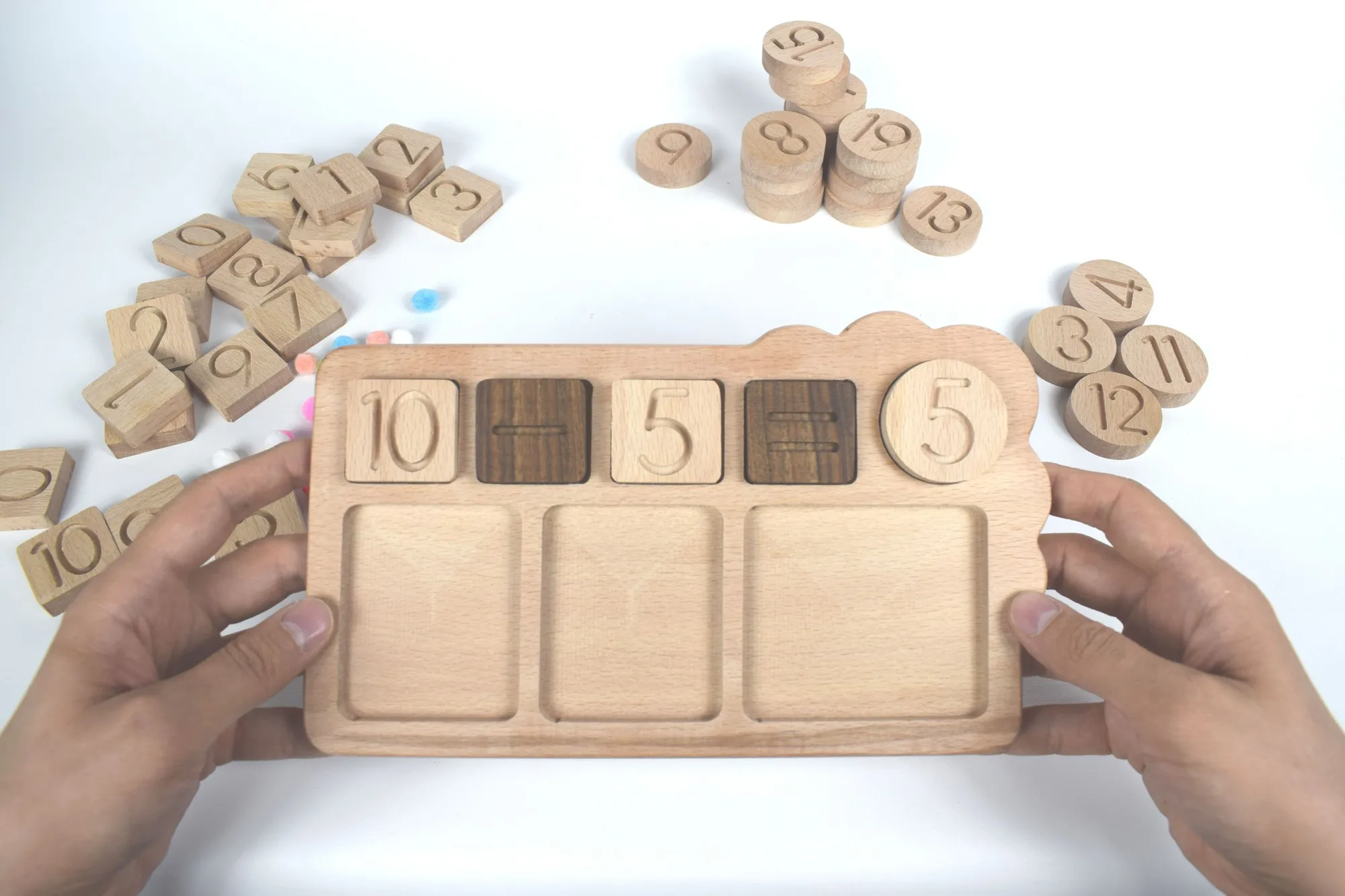 

Wood Product Bultak Math Game Board 47 Piece-Montessori material-Natural Educational Toy