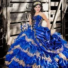 Женское платье с вышивкой милой Misquince, ярко-синее платье с бисером и вышивкой сердечком, модель XV