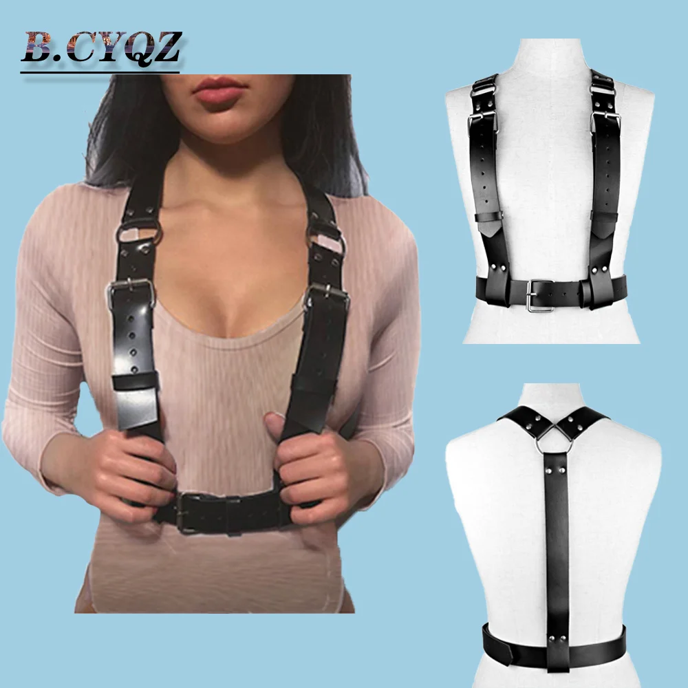 

B.CYQZ New Gothic Harness Garters Sexy Pu Leather Women Lingerie Bondage Strap Belt Cage Bra Width Belt Handmade100% Suspenders