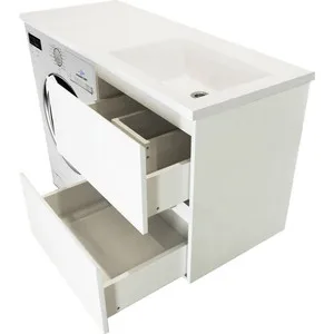 Тумба с раковиной Эстет Даллас Люкс 130R подвесная под стиральную машину два ящика
