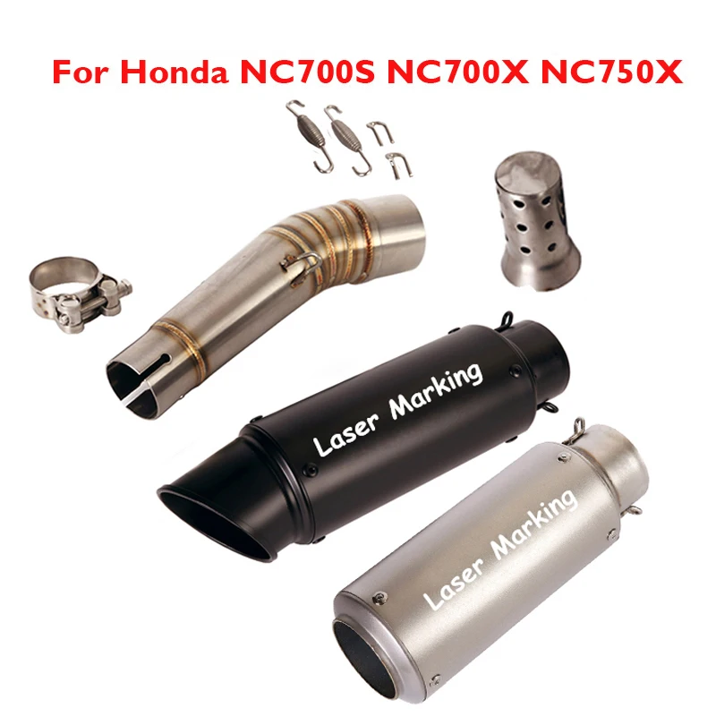

Motorcycle Exhaust System Connect Link Tube 51mm Muffler Silencer Baffle for Honda NC700S NC700X NC700A NC750X