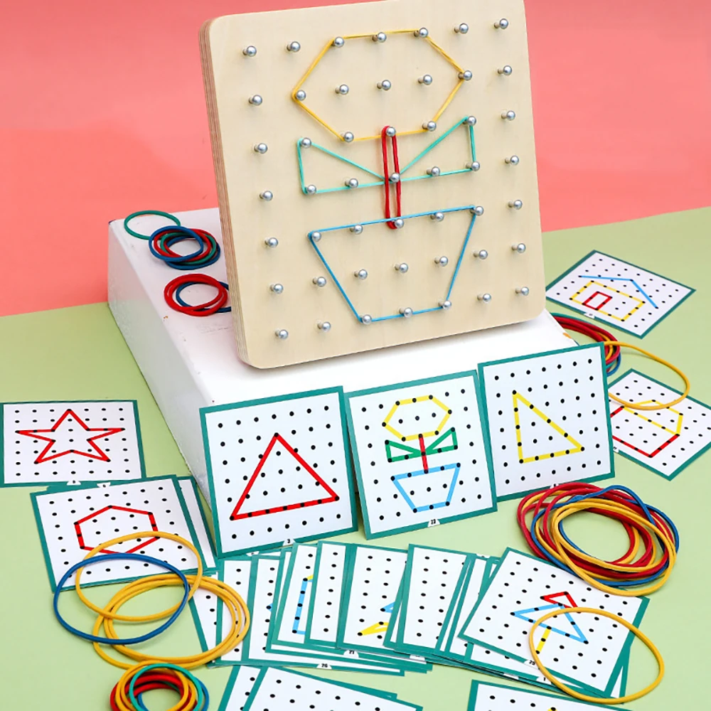 

Montessori Math Educational Toys Wooden Block Toys Small Nail Board Early Learning Aids DIY Baby Toys For Kids 2 To 4 Years Old