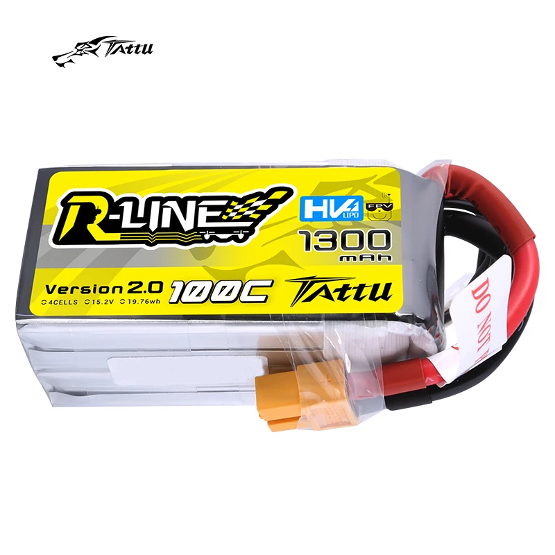 Tattu R-Line версия 2,0 1300 мАч 15,2 c 4S в Lipo батарея XT60 Plug Racing FPV Дрон Квадрокоптер вертолет гонщик новая версия
