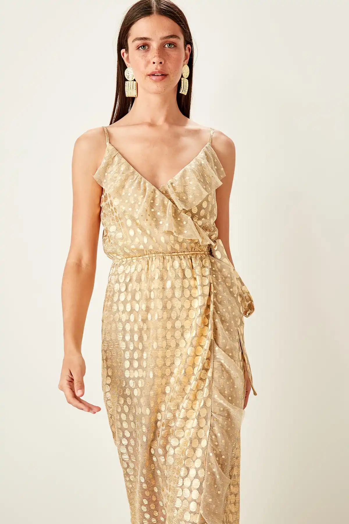 Trendyol вечернее платье в горошек TPRSS19AE0062