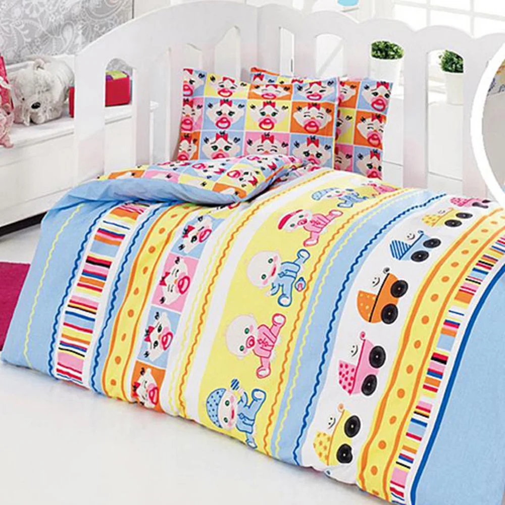 BABIES Baby Bedding Duvet Cover Set Crib For Boy Girl Made in Turkey 100 % Cotton Cartoon Animal Baby Cot Soft Antiallergic