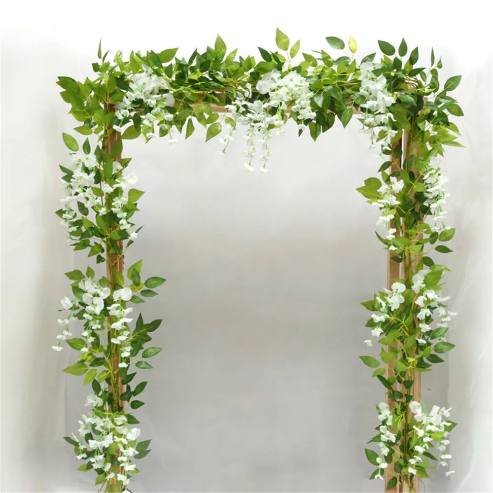 2M Wisteria Artificial Flowers Vine Ivy Plant Fake Tree Garland Long Rattan Hanging Flower Wedding Decor Outdoor Arch | Дом и сад