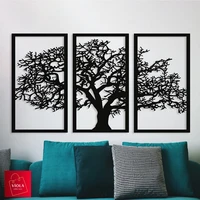 quality wood wall 3 piece decor tree natural black color peace nature nodern office home school beautiful creative 3d stylish