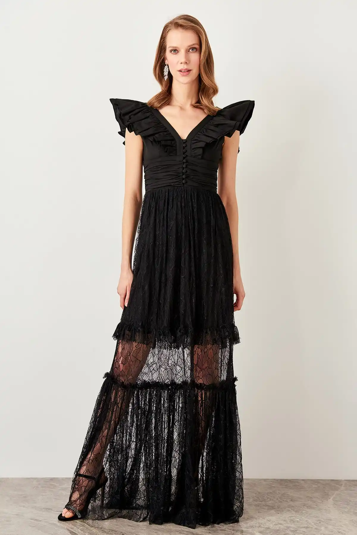 Trendyol Drapeli кружевное вечернее платье TPRSS19FZ0208|Вечерние платья| |