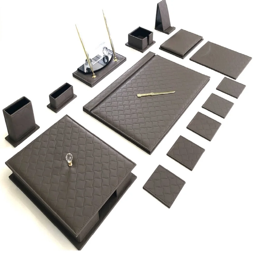 Office Desk Leather Mat Set Organizer Accessories Best Quality mink color (Office Supplies, Office Destop Set, Desk Organizer, )