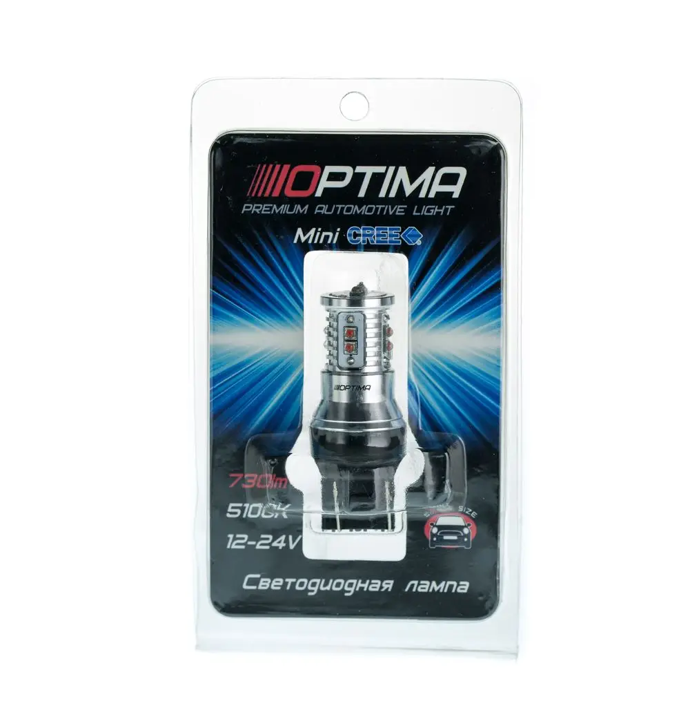 Светодиодная лампа /7443 Optima MINI RED CAN XB D*10 1800K 12V (W3X16g) двухконтактная 1 лампа/ OP 7443 R