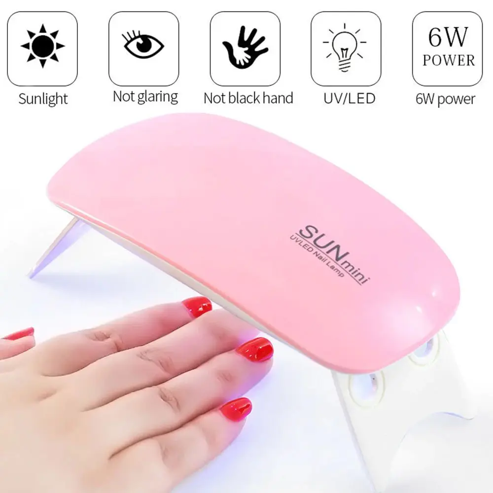 6W White Nail Dryer Machine UV LED Lamp Portable Micro USB Cable Home Use Gel Varnish 6 LEDS Art Tools | Красота и здоровье
