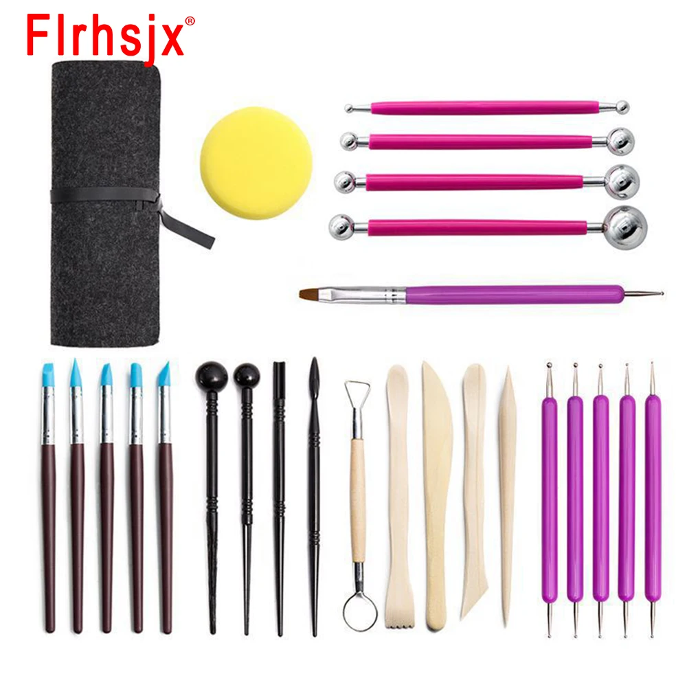 

26pcs DIY Polymer Clay Tools Set Clay Sculpting Kit Smoothing Wax Carving Pottery Ceramic Shapers Modeling Carved Tool