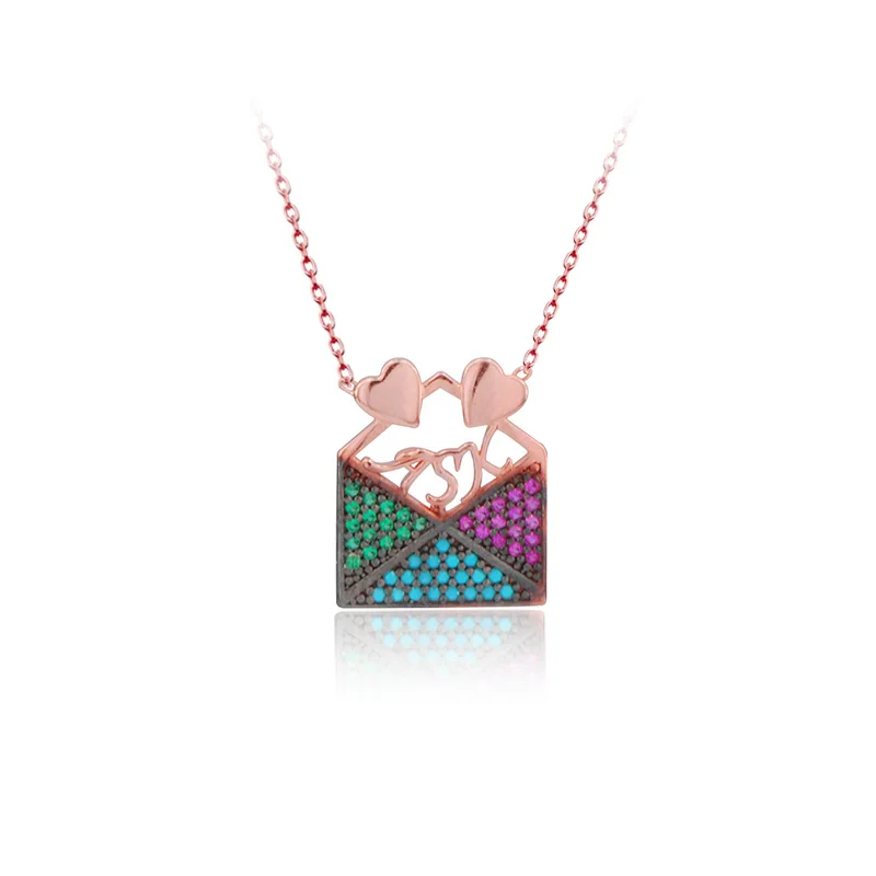 

Hot Sale Love Trendy 925 Silver Turkish Jewelry Zircon Fashion Letter Necklace For Women Valentines Day Luxury Designer