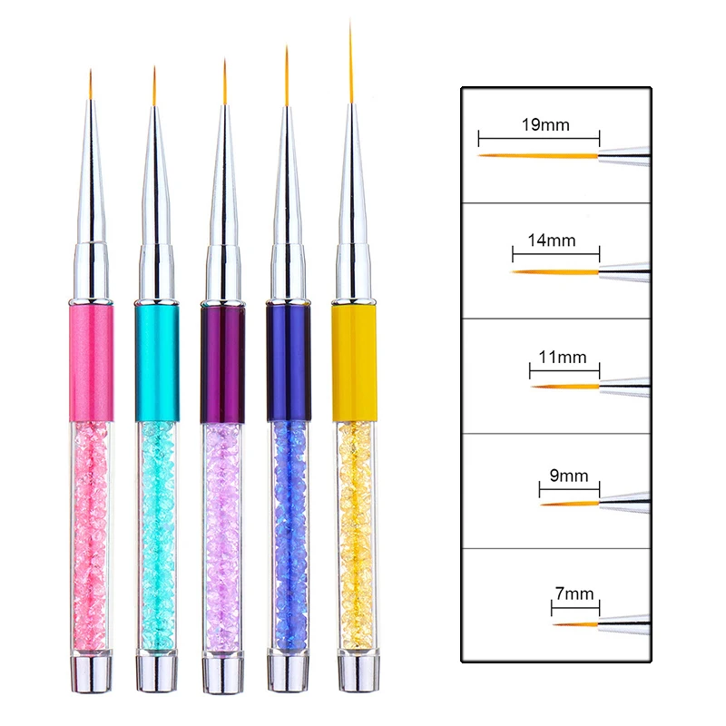 

New 1 PC Nail Art Rhinestone Handle Stripes Lines Liner Drawing Brush UV Gel Pattern Design DIY Painting Pen Manicure Tool