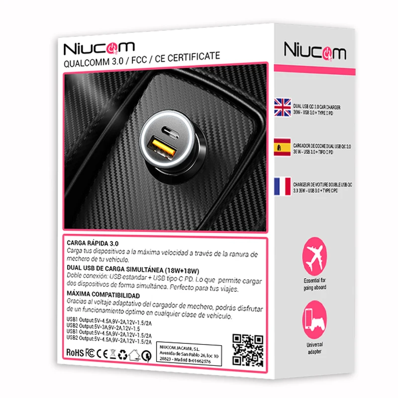Niucom 36W Qualcomm 3.0 quick charge quick charge for universal DUAL USB mobile phone universal compatibility