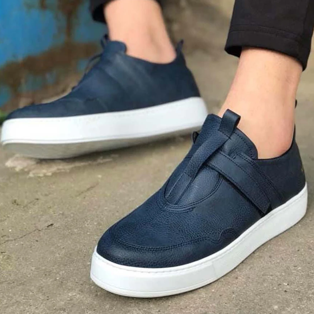 

Knack Men's Shoes Navy Blue Color Artificial Leather Velcro Autumn Spring Casual Orthopedic Sports Lightweight Fast Shipping Blue Shoes Men Shoes Sneakers Non-Leather Casual Shoes Men Casual Shoes Designer Shoes 333