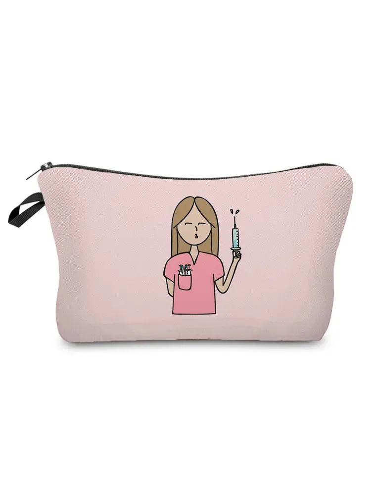 

Cartoon Printing Nurse Japanese Style Cosmetic Bag Casual Polyester Zipper Storage Bag Well Made Women Waterproof Makeup Bag