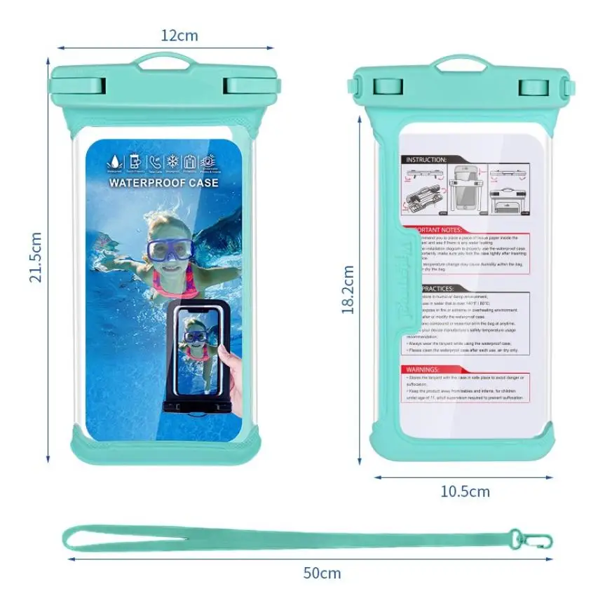 

Universal Waterproof Phone Pouch TPU Transparent Touch Screen Diving Swimming Bag Underwater Dry Bag Mobile Phone Case Cover