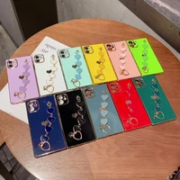 luxury glitter square case for 13 pro case heart bracelet cover for iphone 11 12 pro max 8 plus 7 xr xs x se 2020 capa