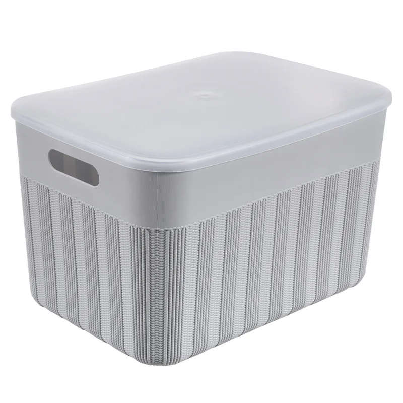 

Linen pattern storage box plastic with lid carry-on storage box school dormitory storage box