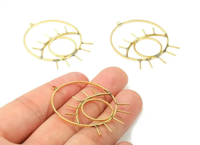 

Brass Eye Earring Wire Charms - Raw Brass Round Pendants - Jewelry Supplies - 2Pcs/Lot - 44.23x34.62x1.61mm - PP2869