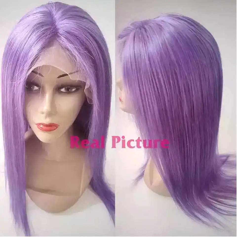 150% фиолетовый Синтетические волосы на кружеве человеческих волос парики 13x4 HD