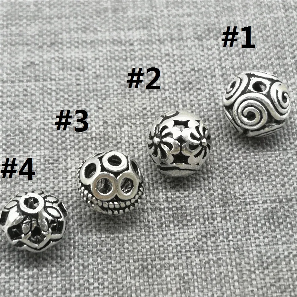 5pcs of 925 Sterling Silver Round Beads 8mm Flower Spiral Swirl Style for Bracelet Necklace