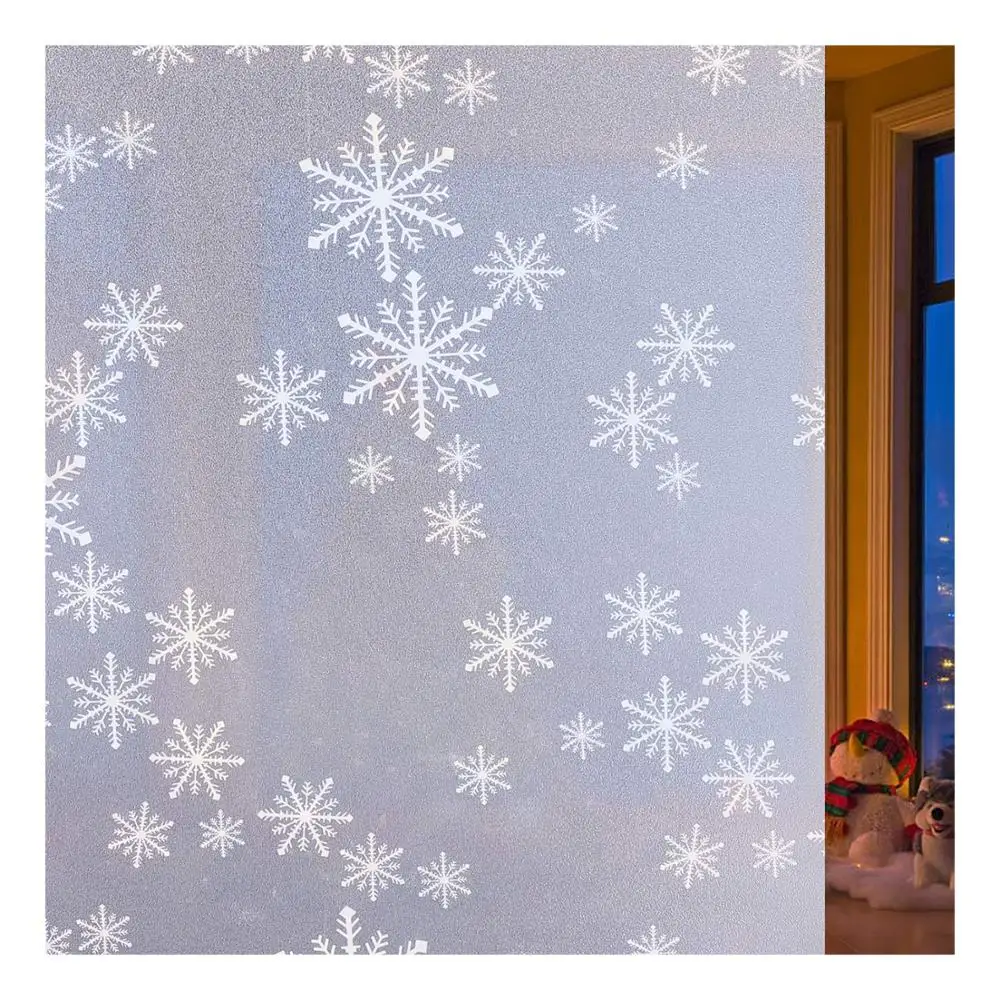 PVC Window Film Snowflake Merry Christmas Decorations Privacy Self-Adhesive Vinyl Frosted Glass Sticker | Дом и сад