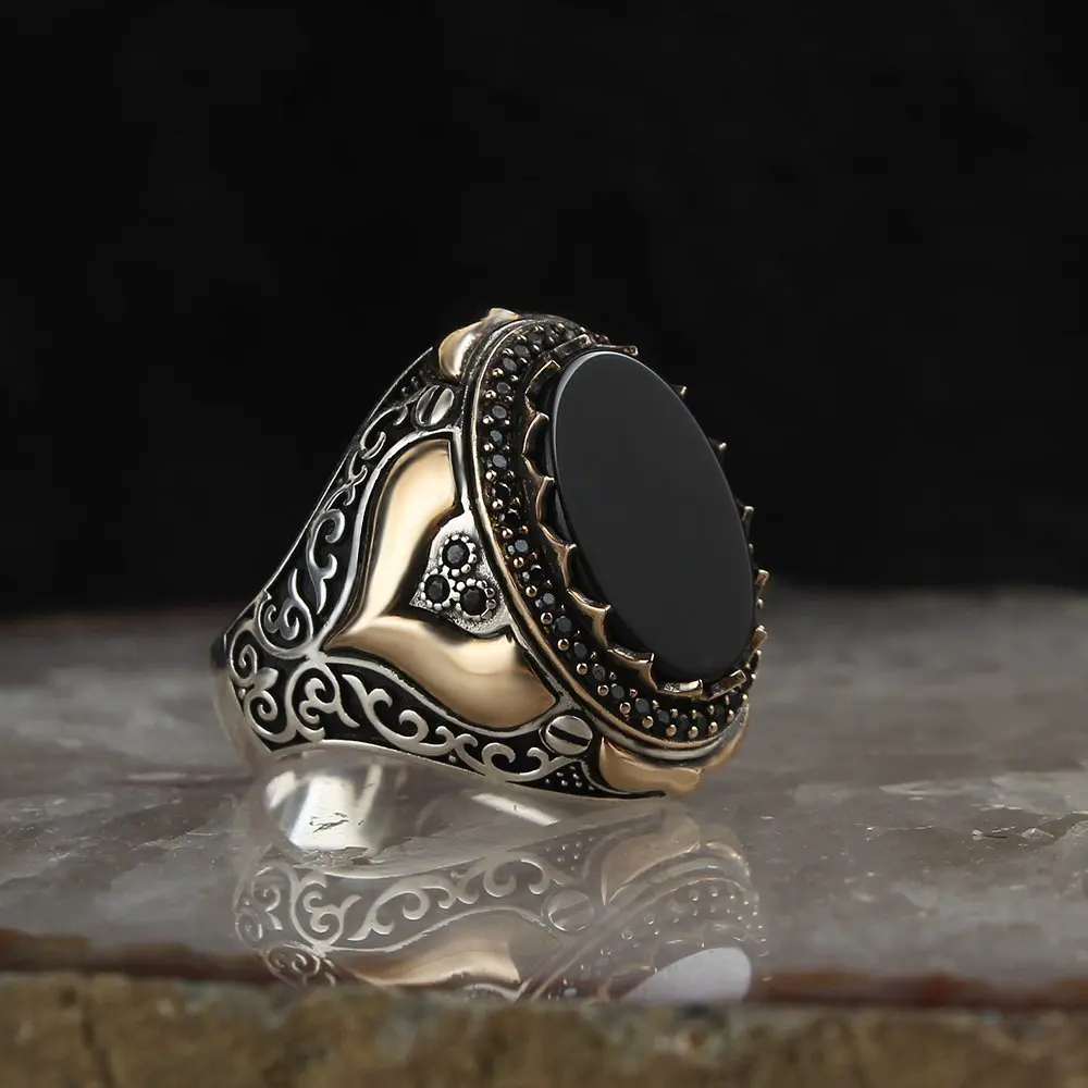 ONYX STONE  925 sterling silver men's ring