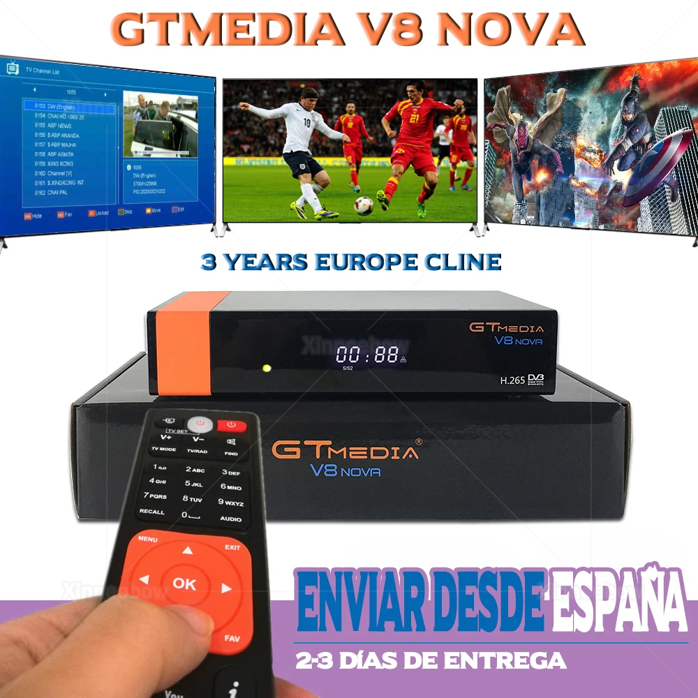Горячая Распродажа GTmedia V8 Nova спутниковый ТВ приемник встроенный Wifi 3 года Европа Cline для Испании DVB-S2 H.265 GT медиа V8 NOVA
